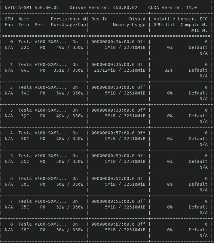 output of running nvidia-smi command